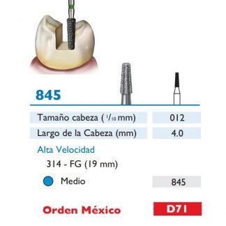 845 Fresa de Diamante de CONICA PUNTA PLANA alta velocidad