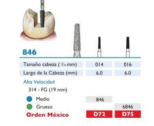 846 Fresa de Diamante de CONICA PUNTA PLANA alta velocidad