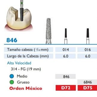 846 Fresa de Diamante de CONICA PUNTA PLANA alta velocidad