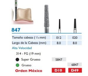 847 Fresa de Diamante de CONICA PUNTA PLANA alta velocidad