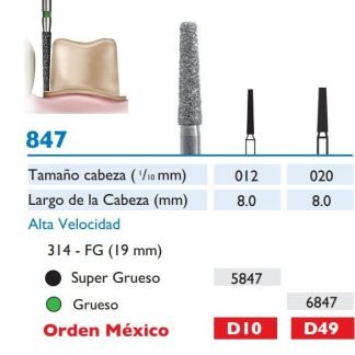 847 Fresa de Diamante de CONICA PUNTA PLANA alta velocidad