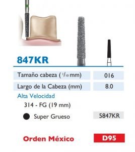 847KR Fresa de Diamante de CONICA PUNTA PLANA alta velocidad