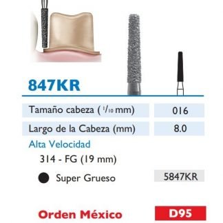 847KR Fresa de Diamante de CONICA PUNTA PLANA alta velocidad