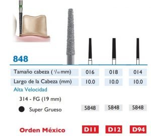 848 Fresa de Diamante de CONICA PUNTA PLANA alta velocidad