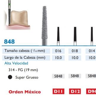 848 Fresa de Diamante de CONICA PUNTA PLANA alta velocidad