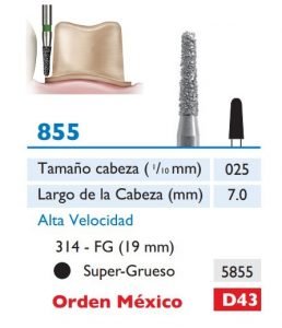 855 Fresa de Diamante de CONICA PUNTA REDONDEADA alta velocidad