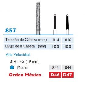 857 Fresa de Diamante de PUNTA REDONDEADA SIN CORTE EN PUNTA alta velocidad