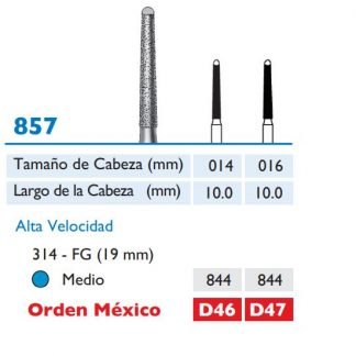 857 Fresa de Diamante de PUNTA REDONDEADA SIN CORTE EN PUNTA alta velocidad