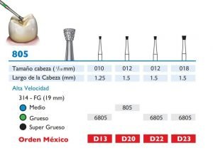 805 Fresa de Diamante de CONO INVERTIDO alta velocidad