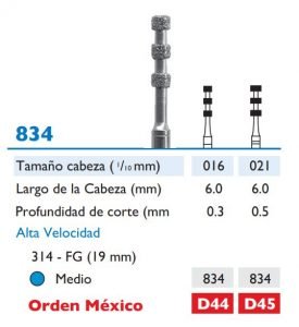 834 Fresa de Diamante MARCADOR DE PROFUNDIDAD alta velocidad