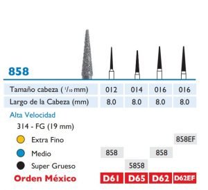 858 Fresa de Diamante de PUNTA DE LAPIZ de alta velocidad
