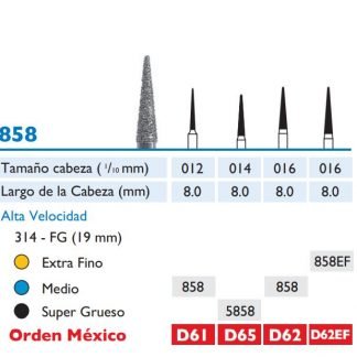 858 Fresa de Diamante de PUNTA DE LAPIZ de alta velocidad