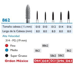 862 Fresa de Diamante de FLAMA de alta velocidad