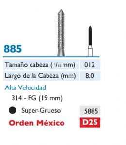 885 Fresa de Diamante de PUNTA DE TORPEDO de alta velocidad