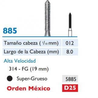 885 Fresa de Diamante de PUNTA DE TORPEDO de alta velocidad