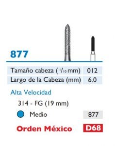 877 Fresa de Diamante CILINDRICA MODIFICADA CURETAJE de alta velocidad