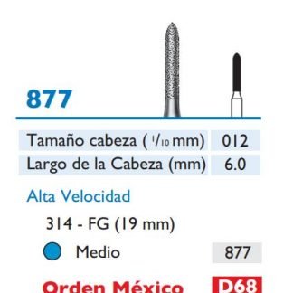 877 Fresa de Diamante CILINDRICA MODIFICADA CURETAJE de alta velocidad
