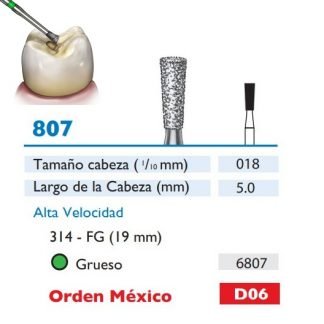 807 Fresa de Diamante de CONO INVERTIDO LARGO alta velocidad