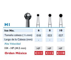 Fresa de Carburo de CIRUGIA SUPERAFILADAS de BOLA baja velocidad HP (copia)