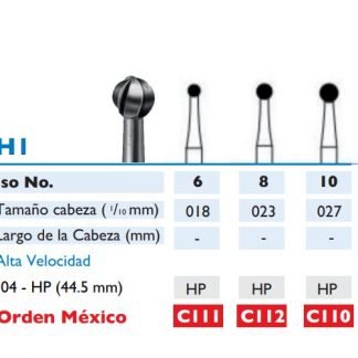 Fresa de Carburo de CIRUGIA SUPERAFILADAS de BOLA baja velocidad HP