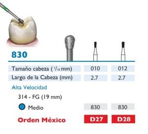 830 Fresa de Diamante de PERA alta velocidad