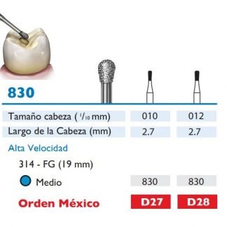 830 Fresa de Diamante de PERA alta velocidad