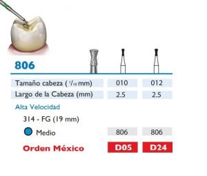 806 Fresa de Diamante de CONO DOBLE alta velocidad