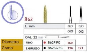 862 Fresa de Diamante Dorada FILO DE CUCHILLO FLAMA alta velocidad