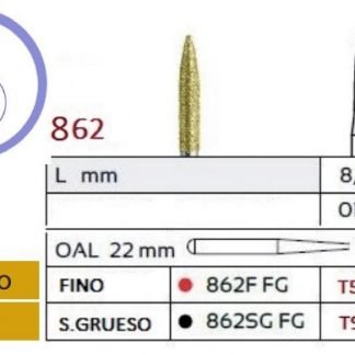 862 Fresa de Diamante Dorada FILO DE CUCHILLO FLAMA alta velocidad