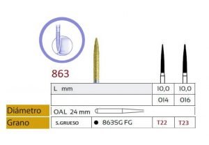863 Fresa de Diamante Dorada FILO DE CUCHILLO FLAMA alta velocidad