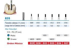 835 Fresa de Diamante de CILINDRICA PLANA alta velocidad