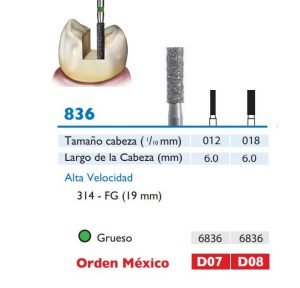 836 Fresa de Diamante CILINDRICA PLANA de alta velocidad