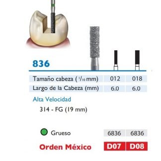 836 Fresa de Diamante CILINDRICA PLANA de alta velocidad