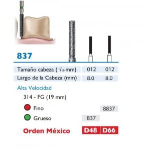 837 Fresa de Diamante de CILINDRICA PLANA alta velocidad